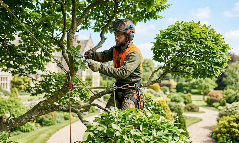 élagueur professionnel travaillant sur un arbre
